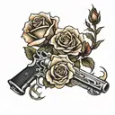 Roses with torn and gun 2nd amendment tattoo design idea