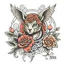 yess tess press tattoo design idea