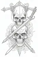 Sword in a vampire skull tattoo design idea