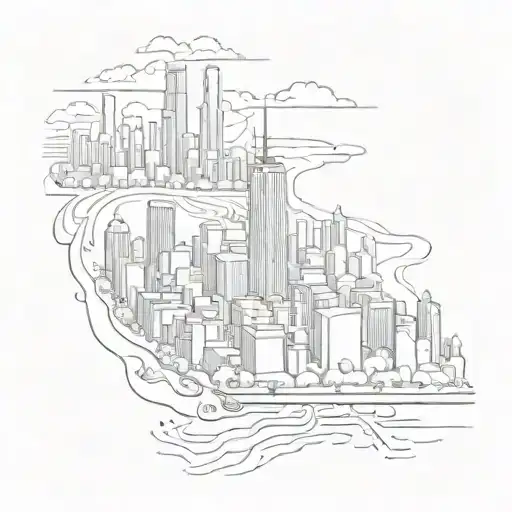 city design chicago, miami skyline inside tattoo design idea