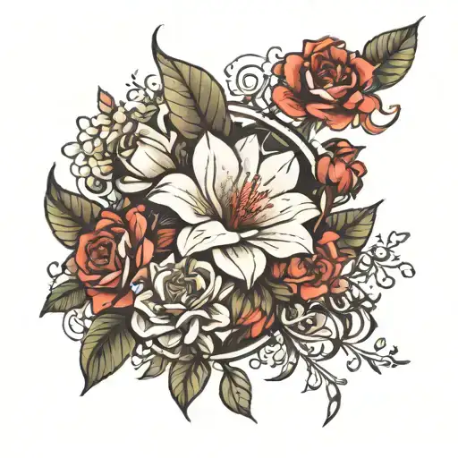 make a tattoo with scribe "welcome and goodbye" of dream Ivory with flowers  tattoo design idea