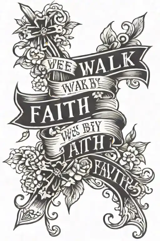 We walk by faith not by sight written in a script font along the length of your. Beneath the quote, simple crosses inte tattoo design idea
