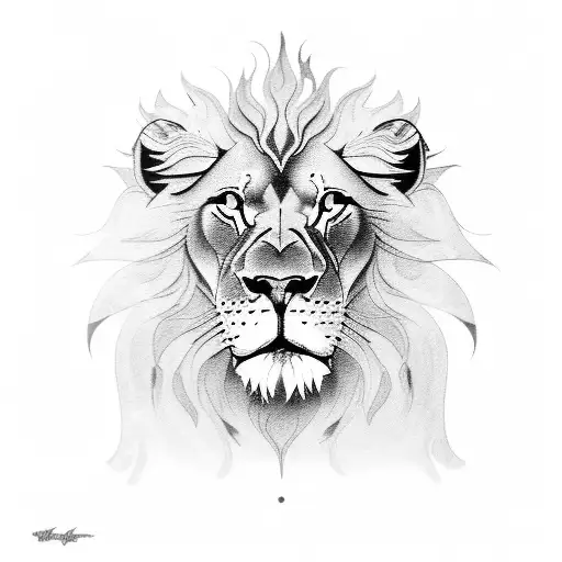 lion siting in the kings chair and everything is burning around tattoo design idea