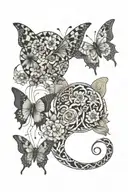 butterfly and 2007 and Chameleons and wolf and flower and yin yang tattoo design idea
