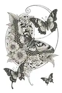 butterfly and 2007 and Chameleons and wolf and flower and yin yang tattoo design idea