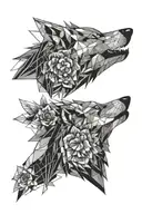 wolf and flower   tattoo design idea