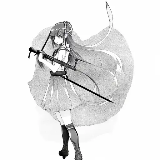 anime girl with katana tattoo design idea