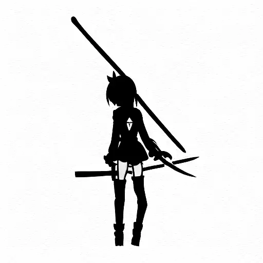 anime girl with katana tattoo design idea
