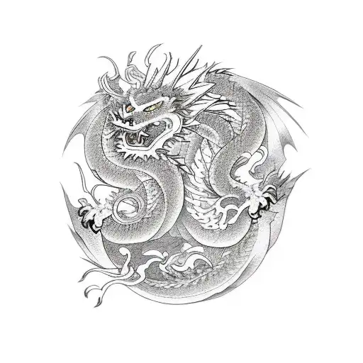 dragon and lion  tattoo design idea