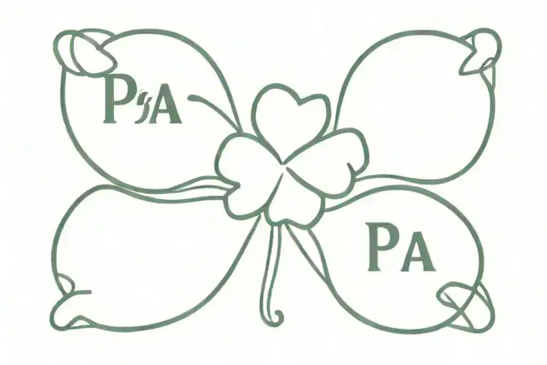 4 leaf clover with the word pa in it with 26/8/23 tattoo design idea