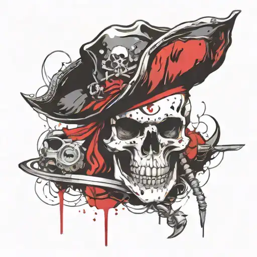 Pirate skull with hat tattoo design idea