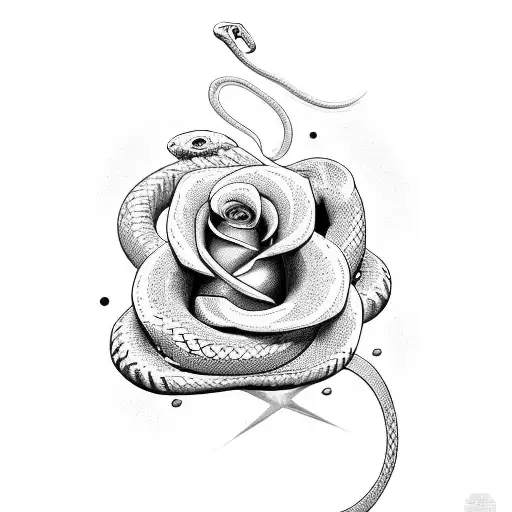 Snake with rose tattoo design idea