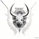 Minotaur cyberpunk  tattoo design idea