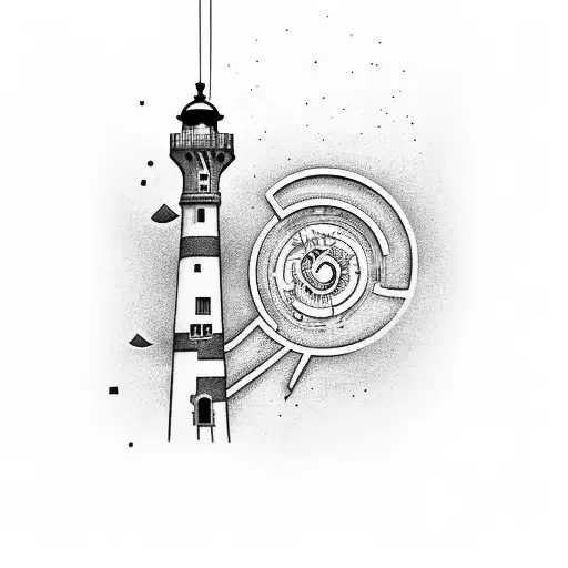 Santiago el Camino lighthouse walking shell Buen Camino tattoo design idea