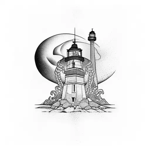 Santiago el Camino lighthouse walking shell Buen Camino tattoo design idea