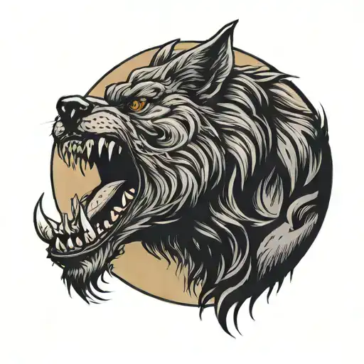 werewolf howling at the moon tattoo design idea