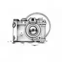 camera and gun tattoo design idea