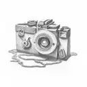 camera and gun tattoo design idea