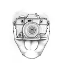 camera and gun tattoo design idea