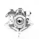 camera and gun tattoo design idea