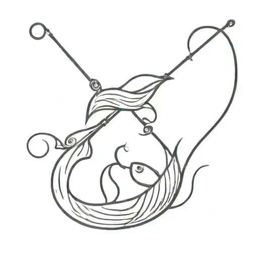 couples fishing hook tattoo design idea