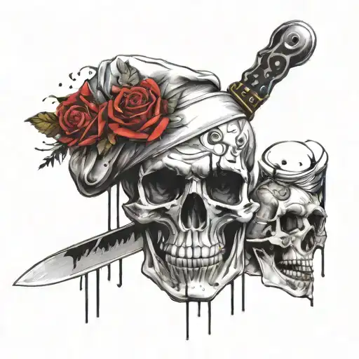 chef knife skull roses art inspired tattoo tattoo design idea
