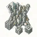 A futuristic cityscape with neural network connections intertwined throughout tattoo design idea