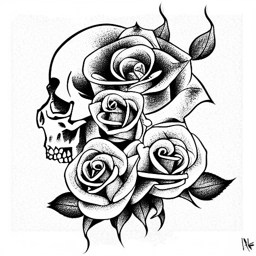 Rose and skull tattoo design idea
