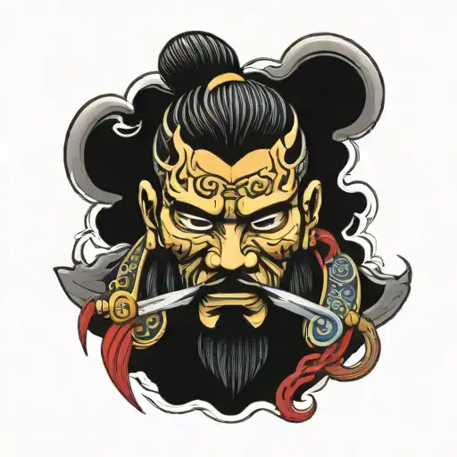 japanese samurai mask tattoo design idea