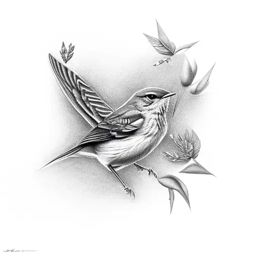 nightingale songbird tattoo design idea