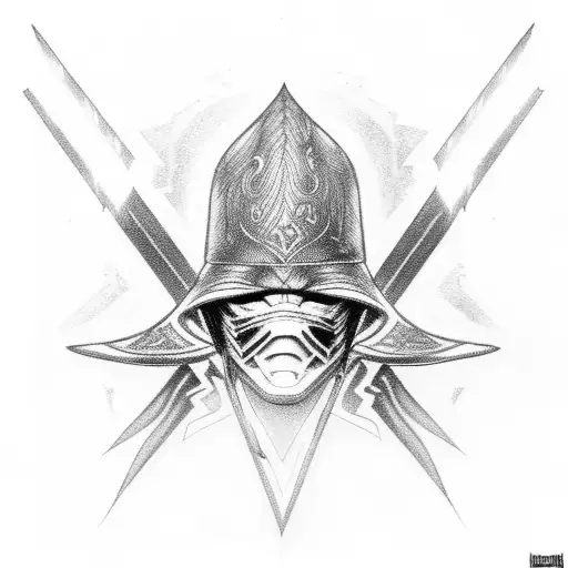 Raiden's hat from Mortal Kombat with a lightning bolt behind it tattoo design idea