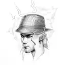 Raiden's hat from Mortal Kombat with a lightning bolt tattoo design idea