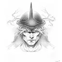 Raiden's hat from Mortal Kombat with a lightning bolt tattoo design idea