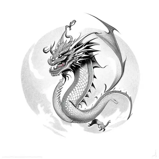 dragon with long tail tattoo design idea