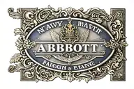 ww2 navy name plate fading into current navy nameplate saying "ABBOTT" tattoo design idea
