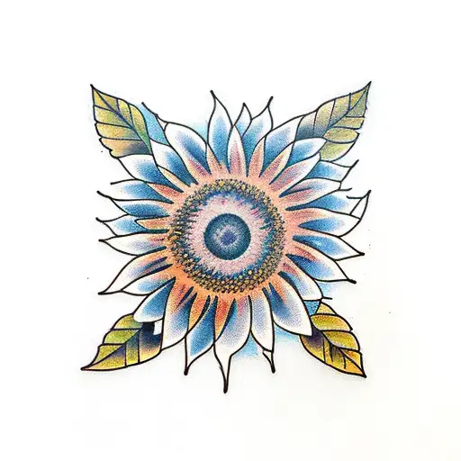 sunflower with barn swallows tattoo design idea