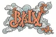 word "XII" with cloud shading tattoo design idea