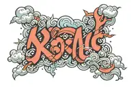 word "XII" with cloud shading tattoo design idea