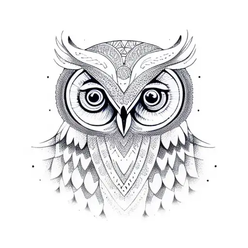mandala with an owl tattoo design idea
