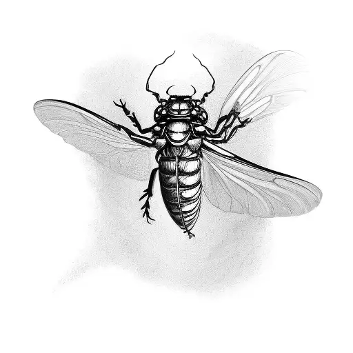 cicada with a writing saying 'carpe noctem' tattoo design idea