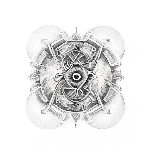 pantera negra com símbolo yin Yang  tattoo design idea