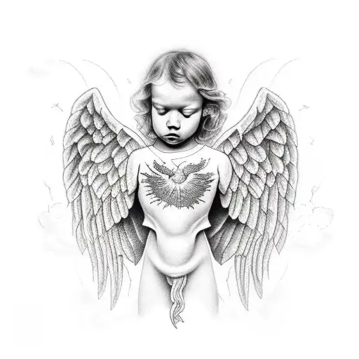 falling angel from collesium with clouds and sunshine tattoo design idea