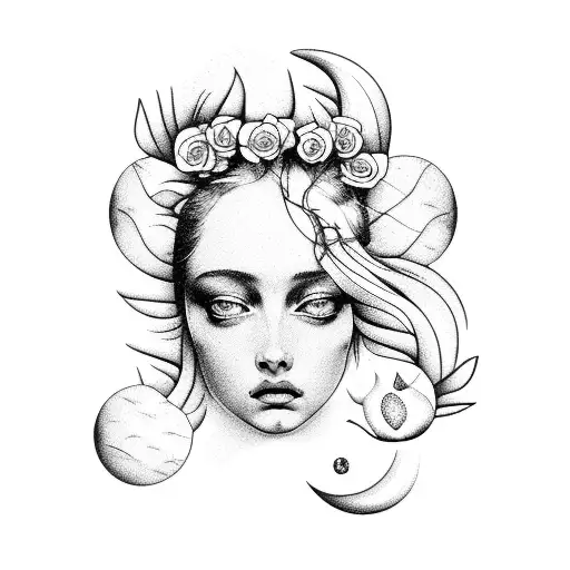 birth of Venus with cactus tattoo design idea