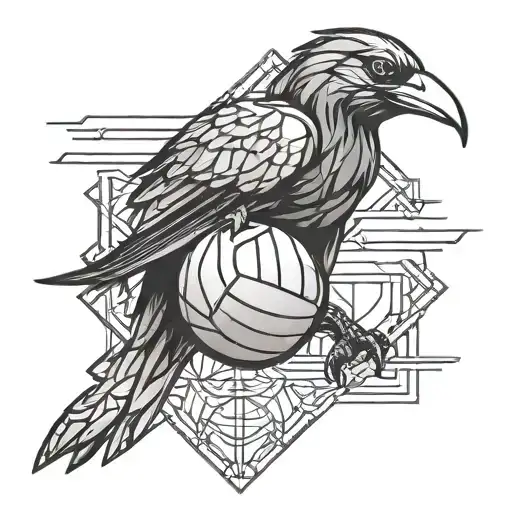 volleyball anime japanese crow tattoo design idea