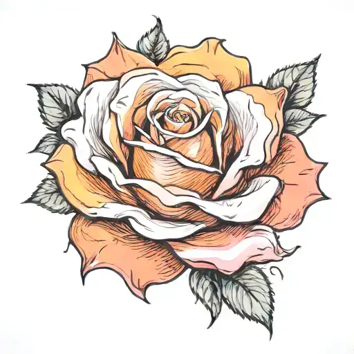 One rose that is white and orange; one rose that is pink and white tattoo design idea