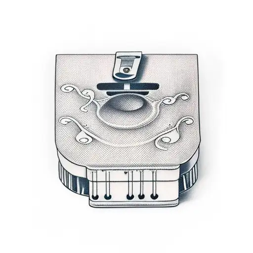 harmonica with music notes tattoo design idea