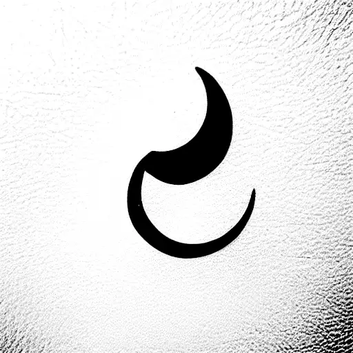 minimalist black and white tattoo design of a crescent moon with a river flowing toward it tattoo design idea