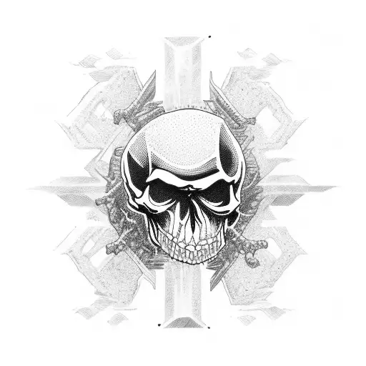 blackout with skulls tattoo design idea