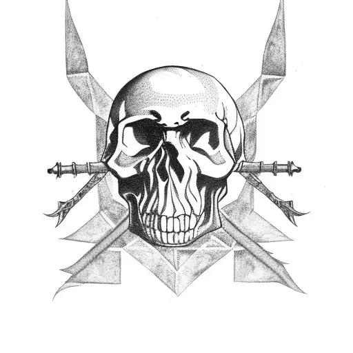 blackout forearm with skulls tattoo design idea