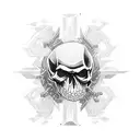 blackout with skulls tattoo design idea